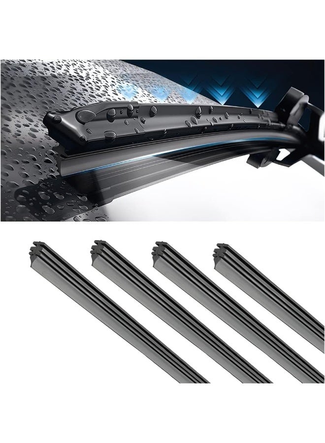 YelaJoy 4 Pieces Car Wiper Blade Replacement Strip, Rubber Frameless Windshield Wiper Strip, DIY Adjustable Boneless Windscreen Blade Refills, Auto Accessories for Most Vehicle Buses Trucks (26") - Image 1